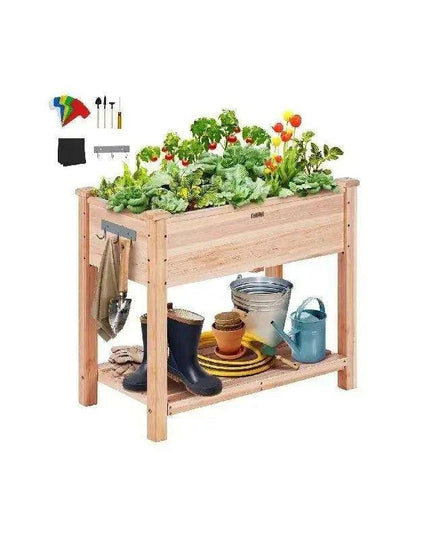 Premium Elevated Fir Wood Garden Planter with Superior Drainage System