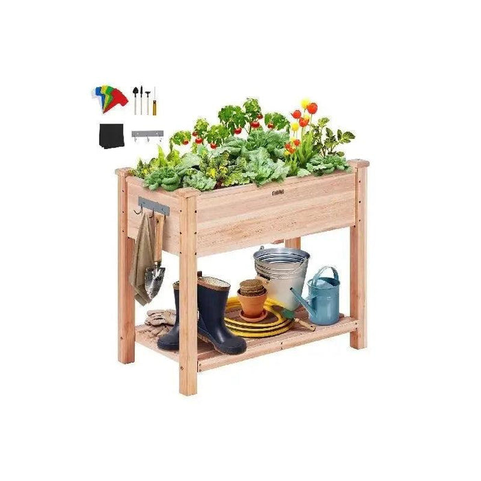 Premium Elevated Fir Wood Garden Planter with Superior Drainage System