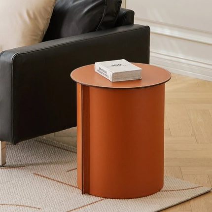 Treasure Home Italian Saddle Leather Round Coffee Table - Luxury Desig