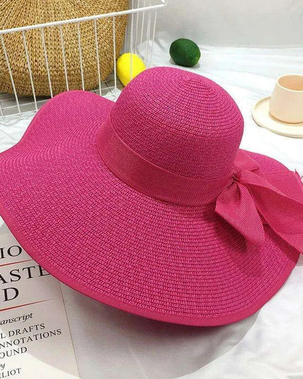 Korean-Inspired Oversized Foldable Women's Sun Hat - Ultimate 15CM Brim for Summer Getaways