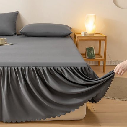 Soft Bed Skirt with Reactive Print - Breathable Mattress Cover, 12 Colors