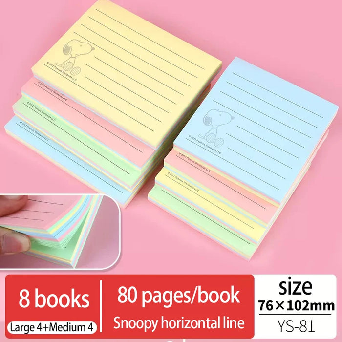 Cheerful Workspace Cartoon Sticky Notes - Vibrant Set with Kawaii Designs