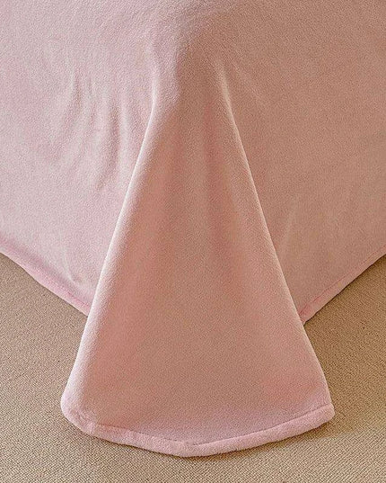 Pink Coral Velvet Bedding Set with Ruffled Duvet Cover and Pillowcases, Queen & King Sizes