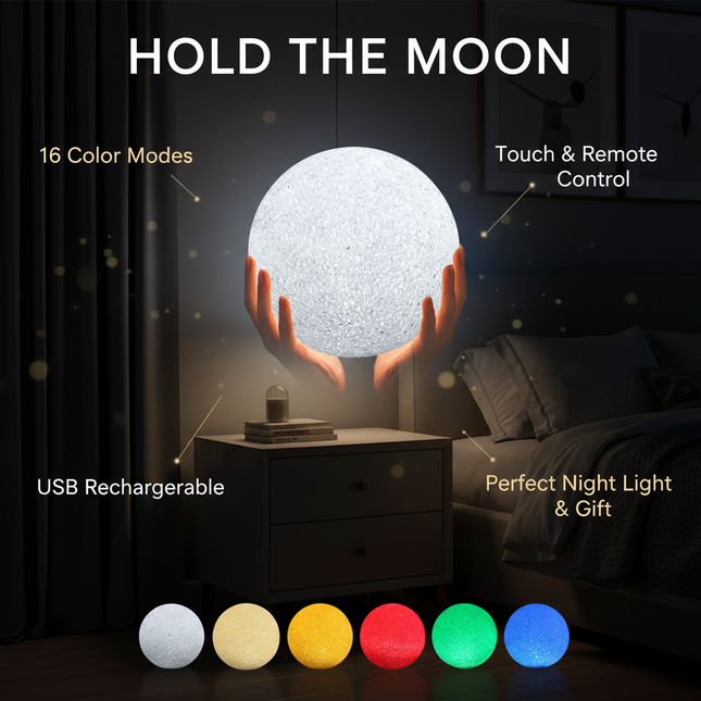 LED Crystal Ball Night Light — Hand-Held Glow Lamp, 8–14cm