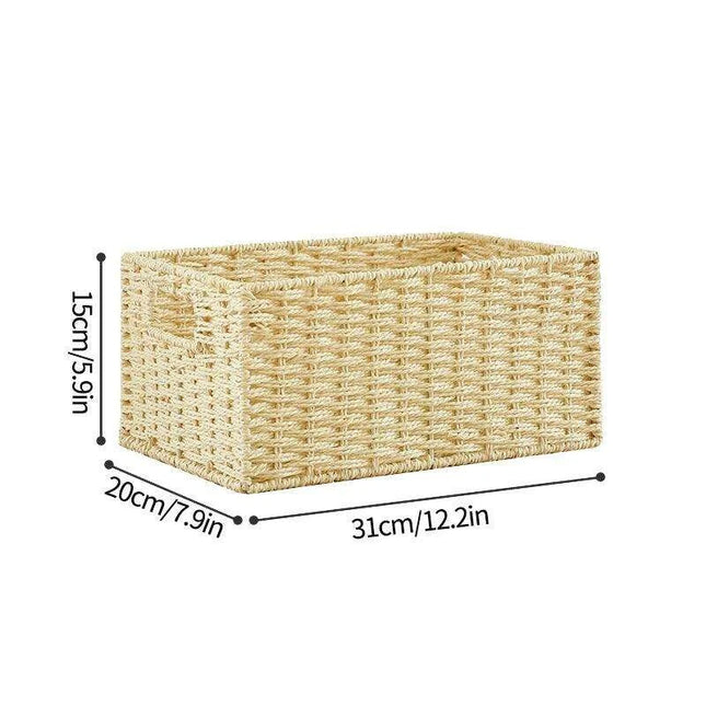 Stylish Woven Storage Basket – Versatile Organizer for Toys, Snacks, and Clothing with Convenient Handles