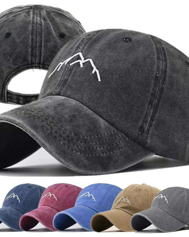 Retro Mountain Embroidered Cap - Unisex Vintage Baseball Hat