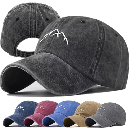 Retro Mountain Embroidered Cap - Unisex Vintage Baseball Hat