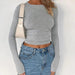 Chic Y2K Vibes: Women's Slim Fit Long Sleeve Top - Retro Street Style Essential