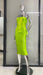 Dazzling Fluorescent Green Triangle Sequins Midi-Length Bodycon Evening Dress