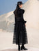 Chic Black Coat and Tulle Skirt Set with Floral Detail for Women - Fall 2024 Collection 13DB1739
