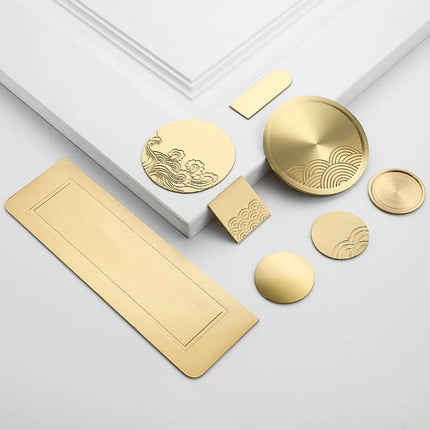 Brass Decorative Furniture Inlay Sheet — Hollow Carved Golden Panel, Sold as 1 or 2 Pieces