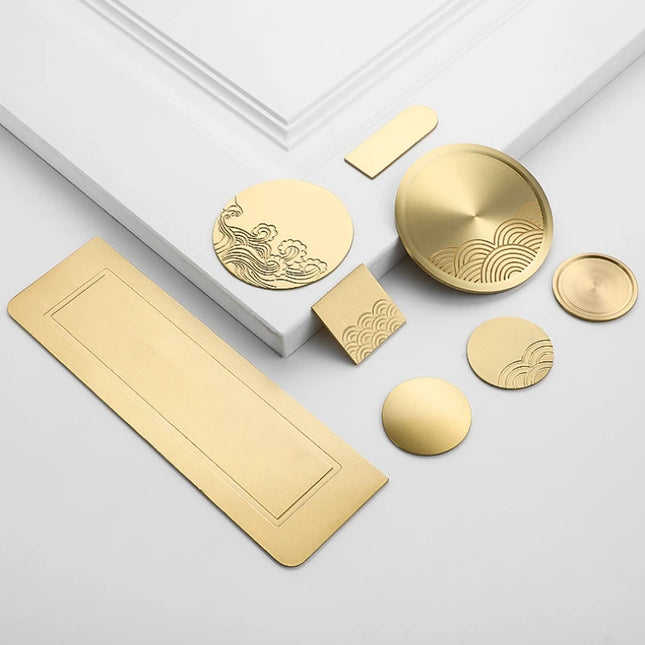 Brass Decorative Furniture Inlay Sheet — Hollow Carved Golden Panel, Sold as 1 or 2 Pieces