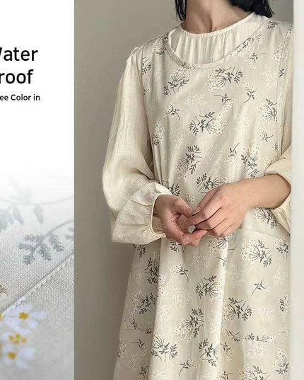 Chic Waterproof Apron for Culinary and Gardening Mastery - Adjustable Cotton-Linen Blend