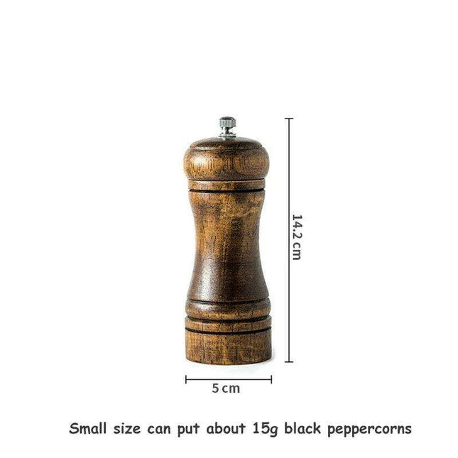 Stylish Wooden Salt and Pepper Grinder Set with Adjustable Ceramic Mechanisms and Elegant Stand