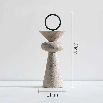 Geometric Elegance: Abstract Sandstone Art Sculpture