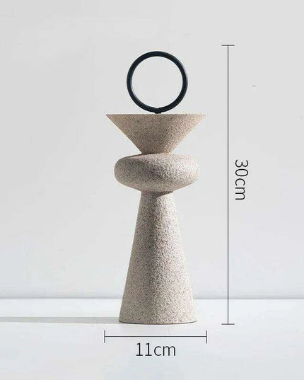Geometric Elegance: Abstract Sandstone Art Sculpture