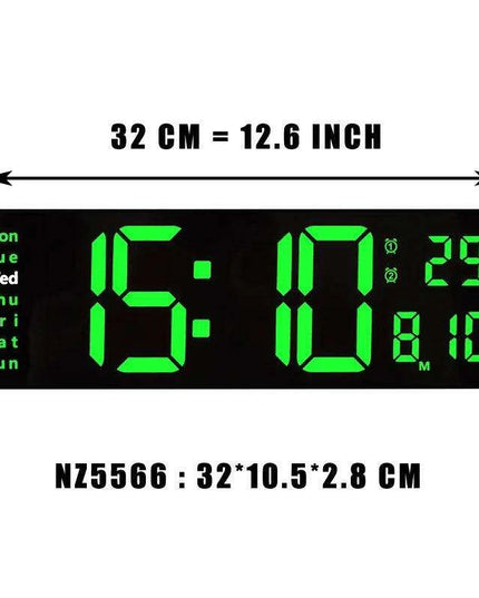 Large LED Digital Wall Clock with Calendar, Dual Alarms, and Temperature Display for Bedroom and Living Room