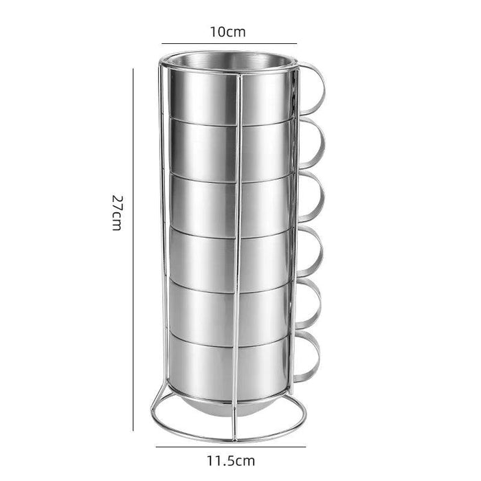 Elegant 6-Piece Set of Insulated Stainless Steel Tea Mugs for Home and Social Gatherings