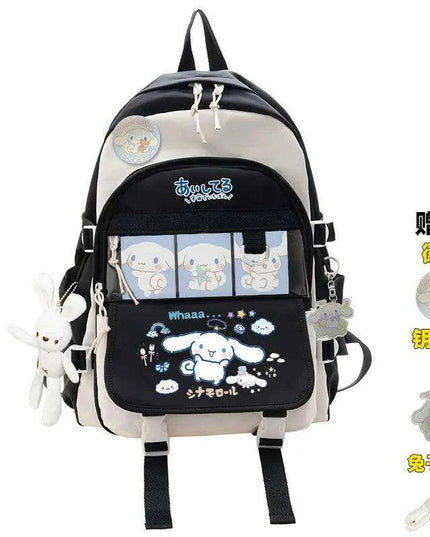 Charming Cinnamoroll Plush Backpack - Stylish and Spacious Kids' School Bag in Black and Blue Sanrio Theme