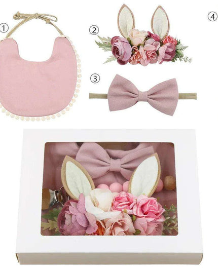 Charming Holiday Floral Baby Bib Set with Pacifier Clip - Perfect Christmas Gift