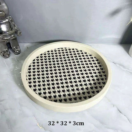 Elegant Velvet Leather Round Storage Tray: Chic Organizer for Jewelry and Cosmetics