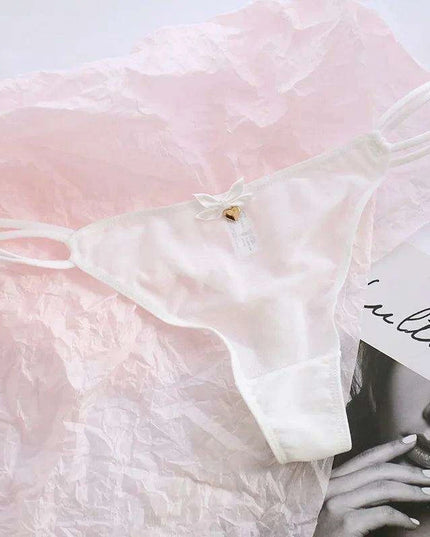 Charming Women's Sheer T-Back Thongs with Playful Strawberry and Cherry Print - Low-Waisted Seamless Sexy Underwear