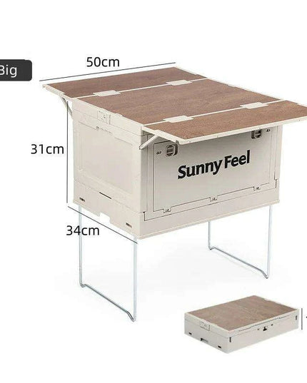 Multi-Functional Outdoor Gear Organizer with Integrated Table Access