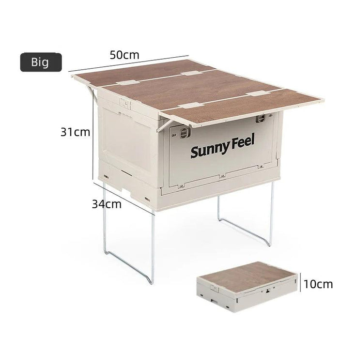 Multi-Functional Outdoor Gear Organizer with Integrated Table Access