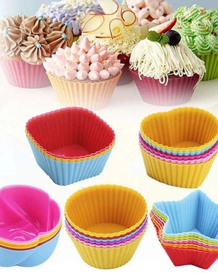 Silicone Baking Molds Collection - 6/12 Pack Non-Stick Round & Heart Shapes for Creative Dessert Making