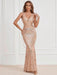 Glamorous V-Neck Halter Sequin-Studded Slim-Fit Evening Dress for Women
