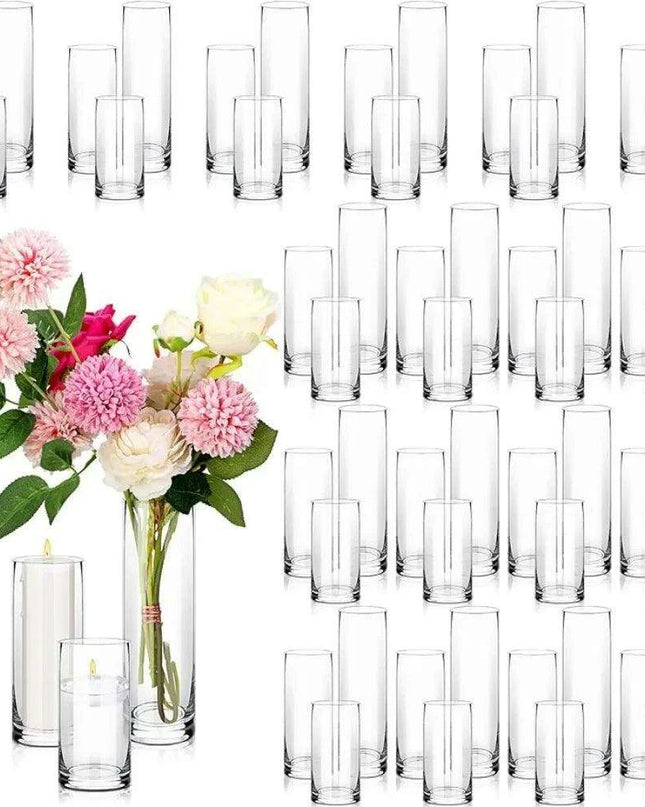 Chic 36-Piece Transparent Glass Vase Set for Elegant Home Decor and Floral Displays