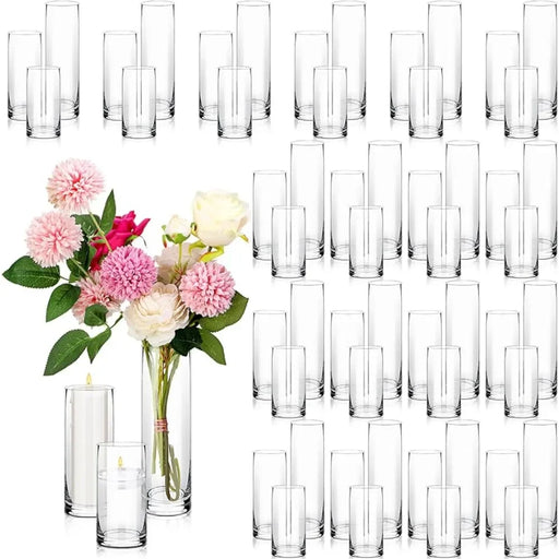 Elegant Glass Vases Set - Transparent Flower Vases for Stunning Arrangements and Decor