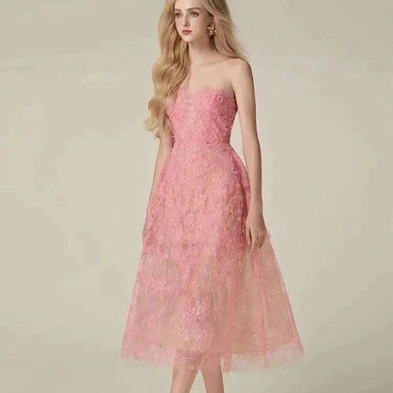 Luxurious Floral Lace and Sequin Evening Dress for Women