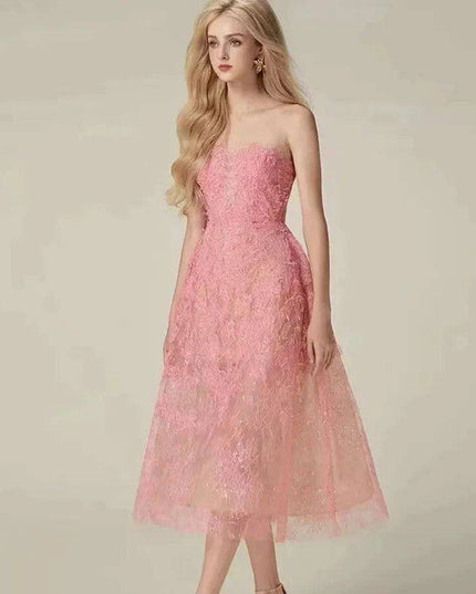 Luxurious Floral Lace and Sequin Evening Dress for Women
