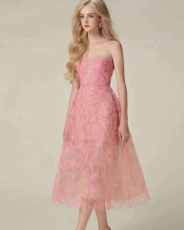 Luxurious Floral Lace and Sequin Evening Dress for Women