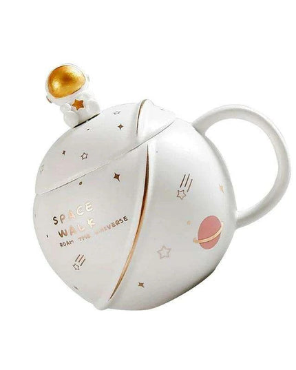 Cosmic Voyager 400ML Insulated Ceramic Mug with Lid and Spoon - Ideal for Coffee and Tea