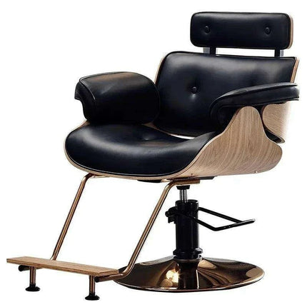 Chic Walnut Leather Adjustable Salon Styling Chair