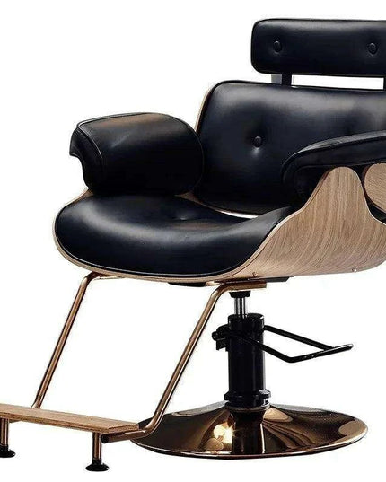 Chic Walnut Leather Adjustable Salon Styling Chair