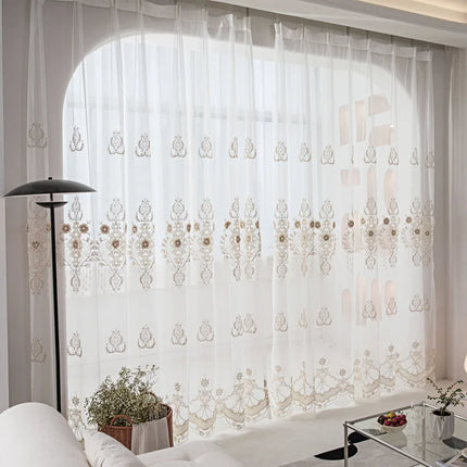 BUY YEAR Luxury Chenille Embroidery Grey Valance Curtains - Blackout &