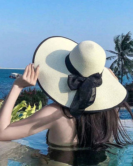 Korean-Inspired Oversized Foldable Women's Sun Hat - Ultimate 15CM Brim for Summer Getaways