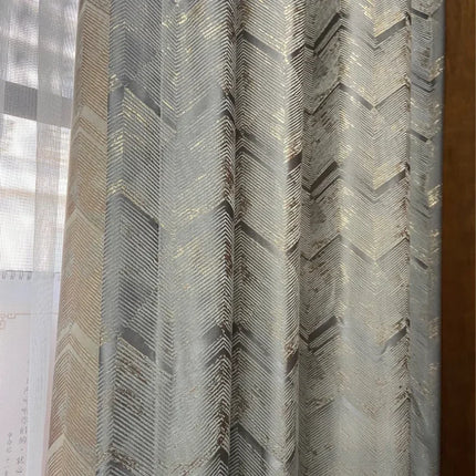 Gold Jacquard Mechanism Curtain – Custom Light Luxury
