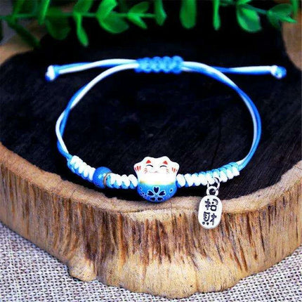 Lucky Cat Beaded Bracelet - Adjustable Harajuku Fashion Statement for Trendy Girls