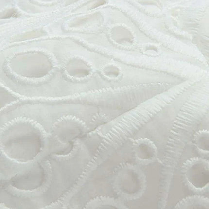 DEAT Elegant Hollow Embroidered High-Waisted Solid Color Summer Dress for Women - 2024 Party Edition 13DB4842