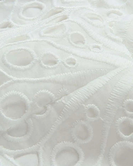 DEAT Elegant Hollow Embroidered High-Waisted Solid Color Summer Dress for Women - 2024 Party Edition 13DB4842