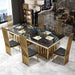 Modern White Marble Dining Table Set with Stainless Steel Chairs - Luxury Italian Inspired Collection