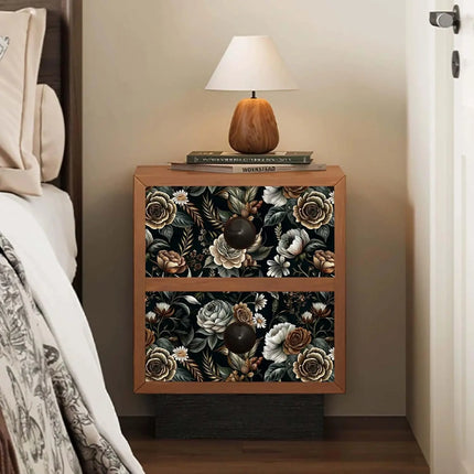 Très Elite Vintage Dark Floral Self-Adhesive Wallpaper, Large Design