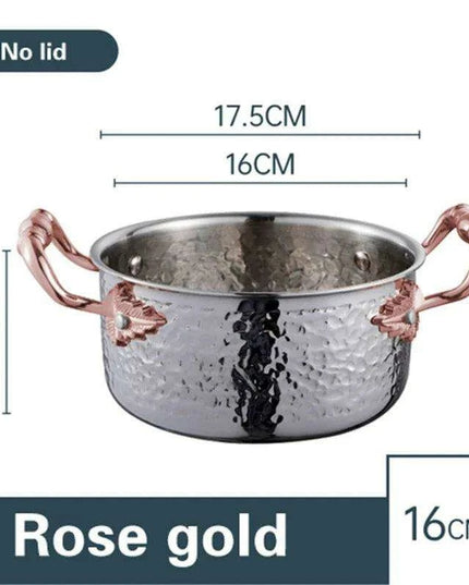 Golden Print Stainless Steel Hot Pot for Single Serving - 16cm Induction Cooker Compatible