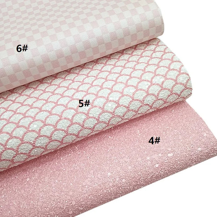 Mermaid Glitter Vinyl Craft Sheets with Heart, Floral, and Plaid Print - DIY Mini Rolls