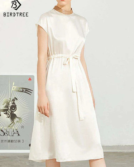 Silk Elegance Tie-Up Waist Evening Gown - A Glamorous Choice for Women