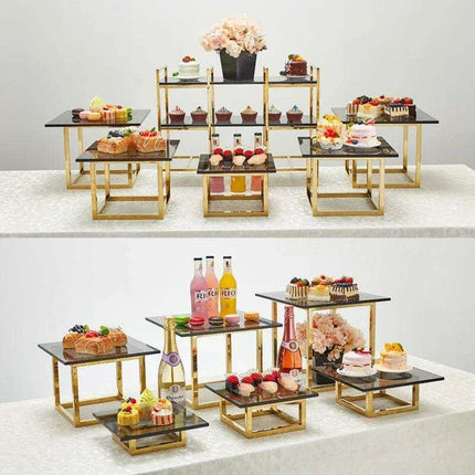 Stylish Stainless Steel Multi-Layered Snack and Dessert Tower for Celebrations